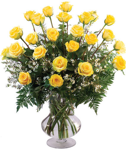 Two Dozen Yellow Roses Vase Flower Arrangement