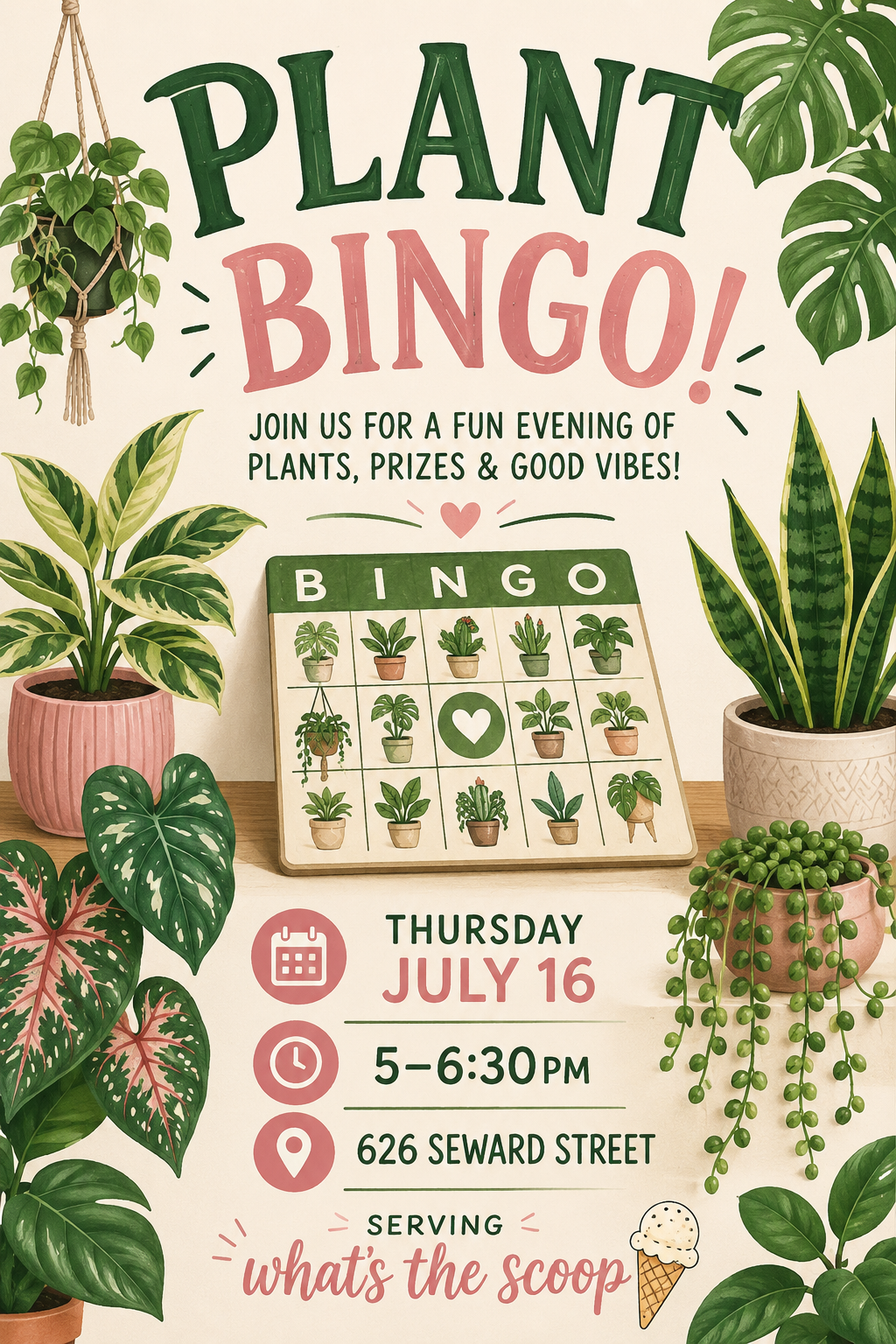 Plant Bingo! Thursday, July 16th, 5-6:30pm