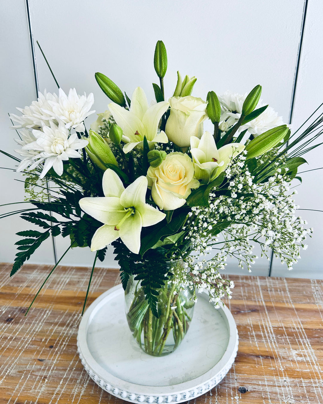 lily artificial flower arrangements Lily Garden Flower Arrangement – Merle's Flower Shop