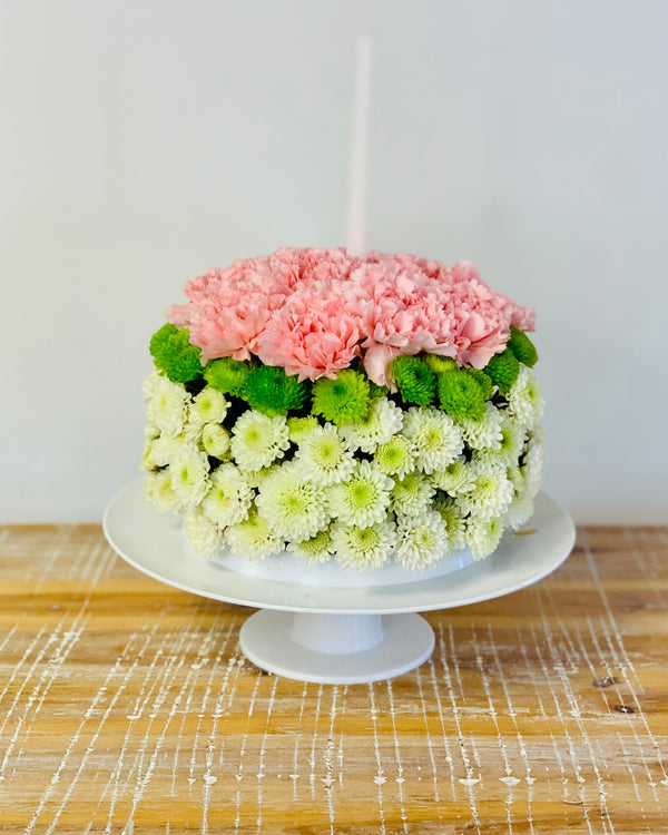 Fresh Flower Birthday Cake Arrangement