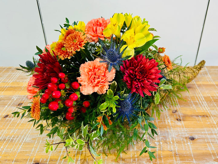 Grateful Gatherings Cornucopia Flower Arrangement