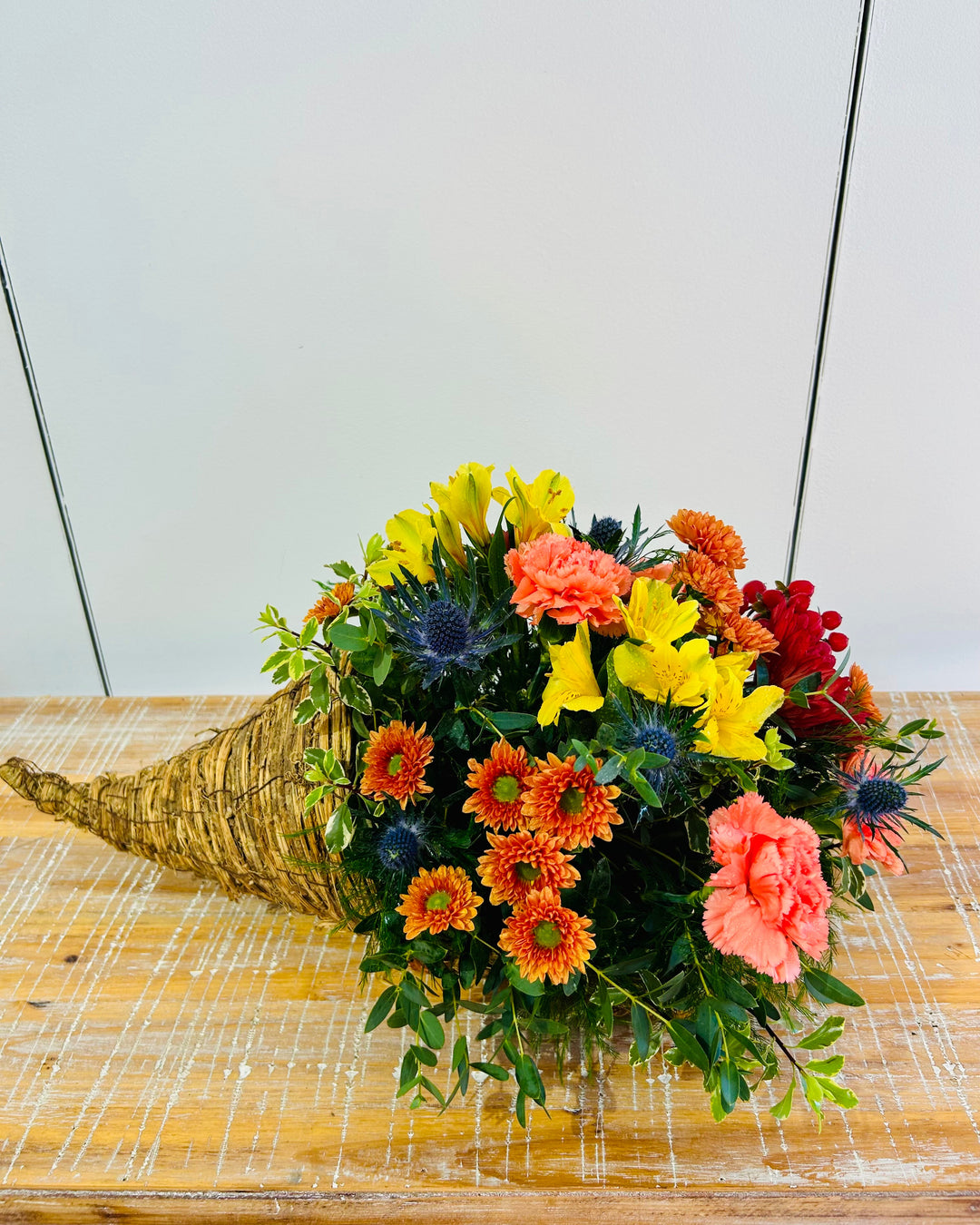 Grateful Gatherings Cornucopia Flower Arrangement