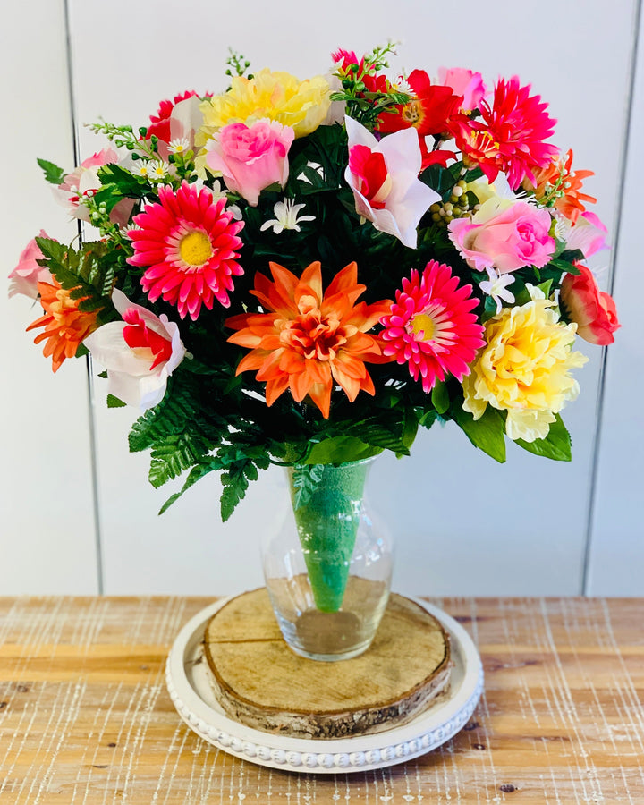 Artificial Silk Flowers Cemetery Cone