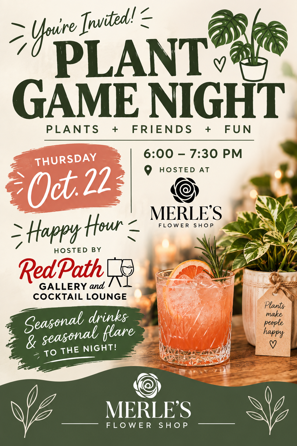 Plant Game Night: Happy Hour Edition!, Thursday, October 22nd, 6-7:30pm