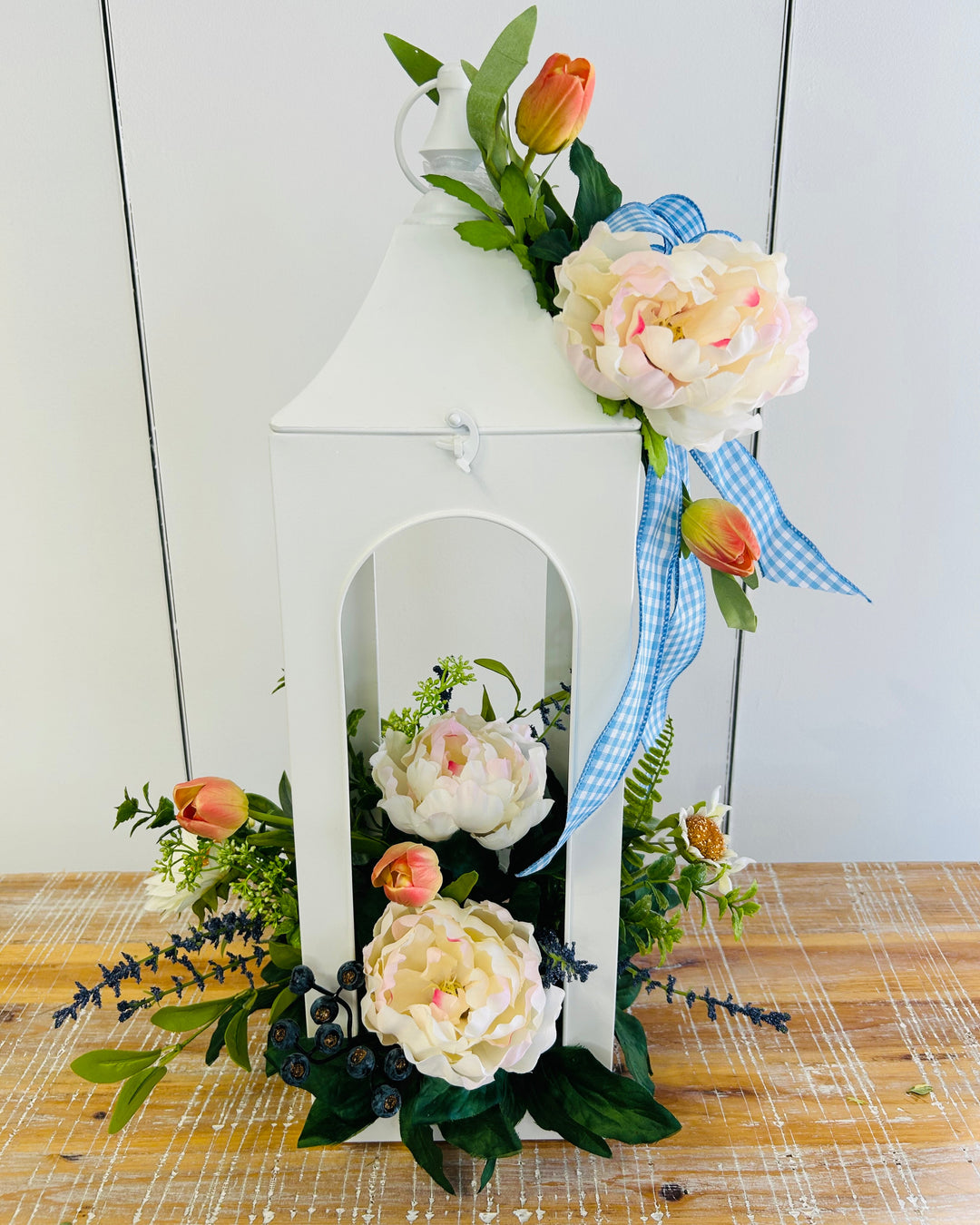Decorative Lantern with Permanent Flower Arrangement