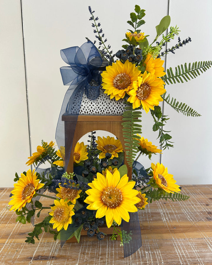 Decorative Lantern with Permanent Flower Arrangement