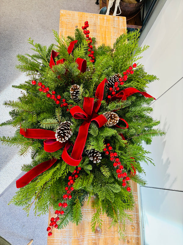 Evergreen Holiday Grave Blanket